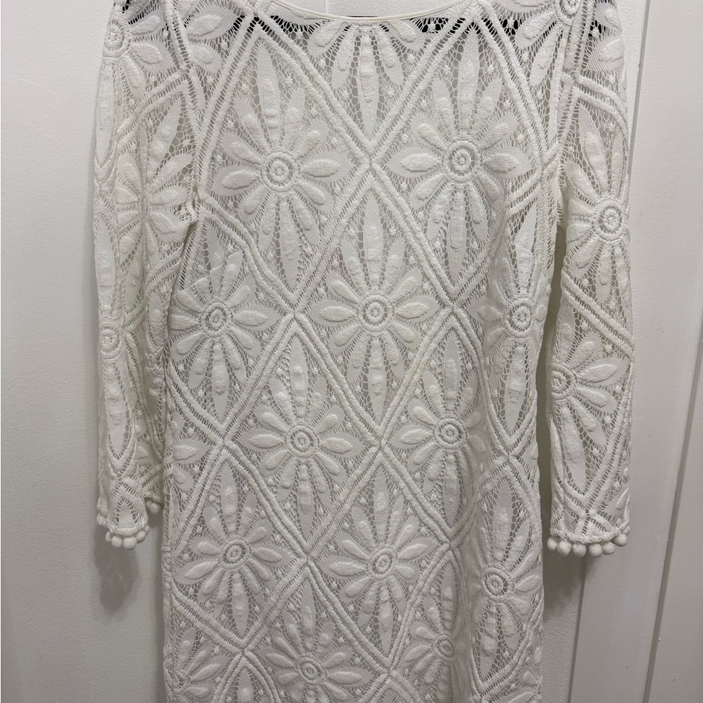 Lilly Pulitzer White Floral Lace Long Sleeve Dress
